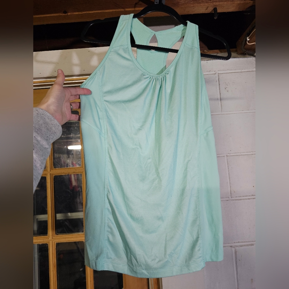 Mint Green Racerback Tank Top With Stripes